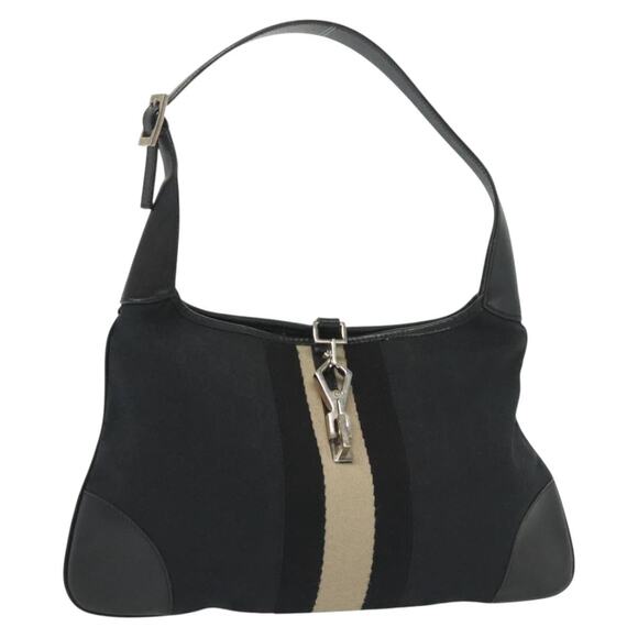 GUCCI GG Canvas Jackie Shoulder Bag Black Silver 001 4057 001 4057 - Picture 1 of 16